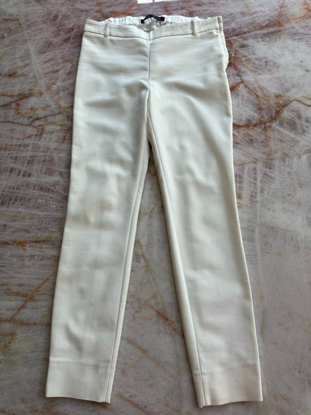 Zara Cream Cropped Capri Pants Small, Classic Neutral Career Casual